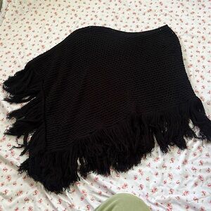 Assymetrical knitted poncho blouse top